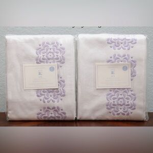 TWO Pottery Barn Kids MIA Blackout Embroidered Panels Drapes 44X63 LAVENDER S/2